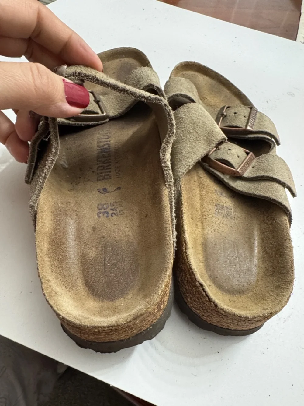 Suede Double-Buckle Slide Slipper 38 in green - Picture 3 of 5